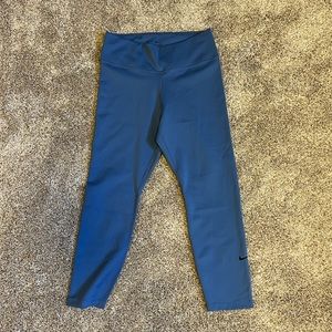 Nike blue cropped leggings, size M, pocket in size waistband